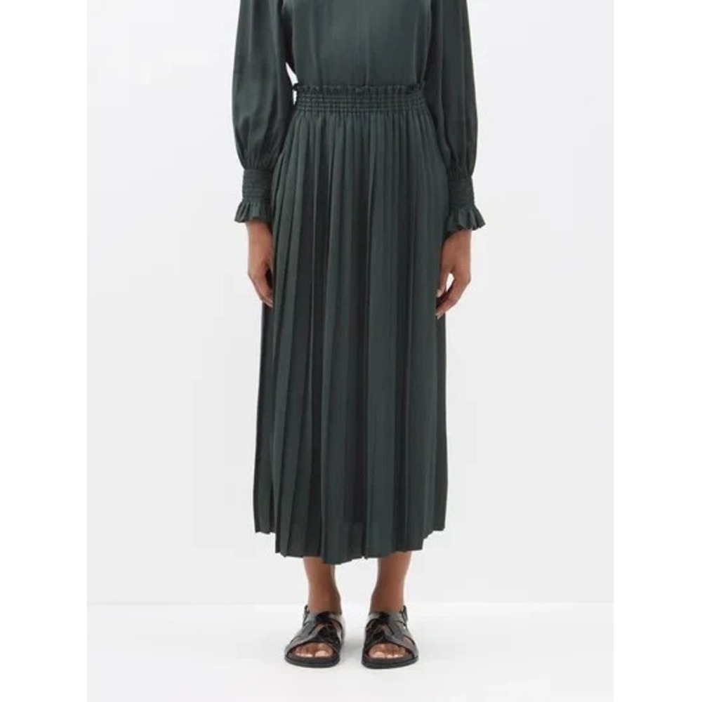 See By Chloe Skirt Set Outfit Coord Green Satin Top Pleated Midi Maxi Skirt 40 4 - Picture 2 of 16